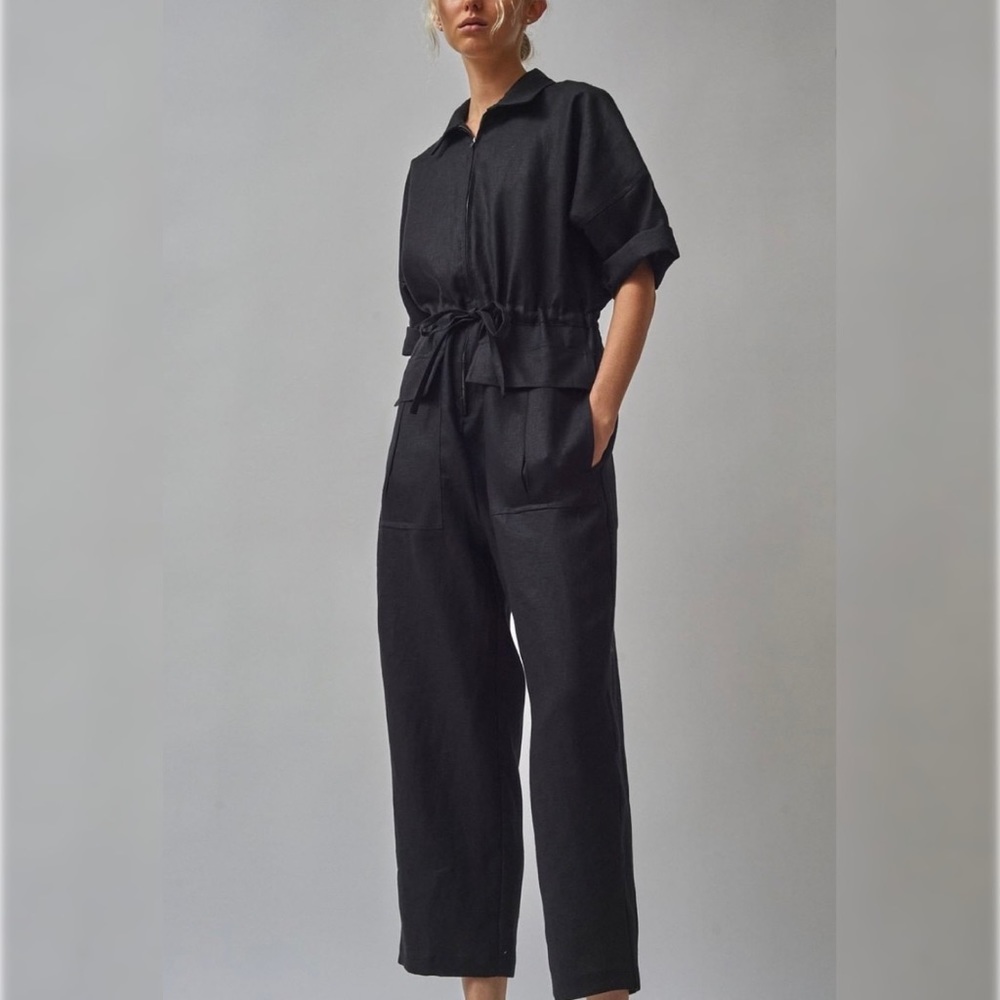 No. 6 Eldin Linen Jumpsuit in Black Size 2 (Medium) BRAND NEW with tags - Picture 2 of 8